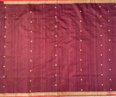 Banarasi Tussar Silk Saree | Deep Garnet | Handwoven | Ships from California